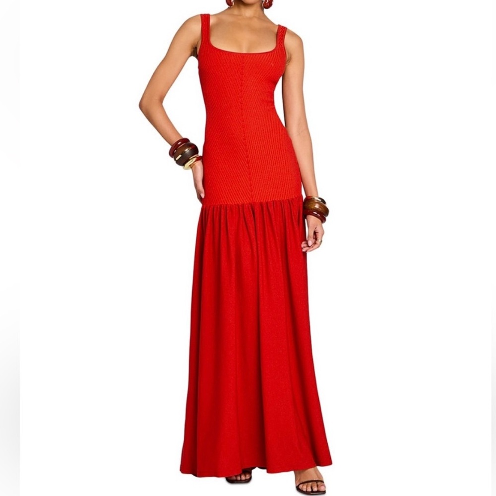 Retrofete Kennedi Knit Red Maxi Dress